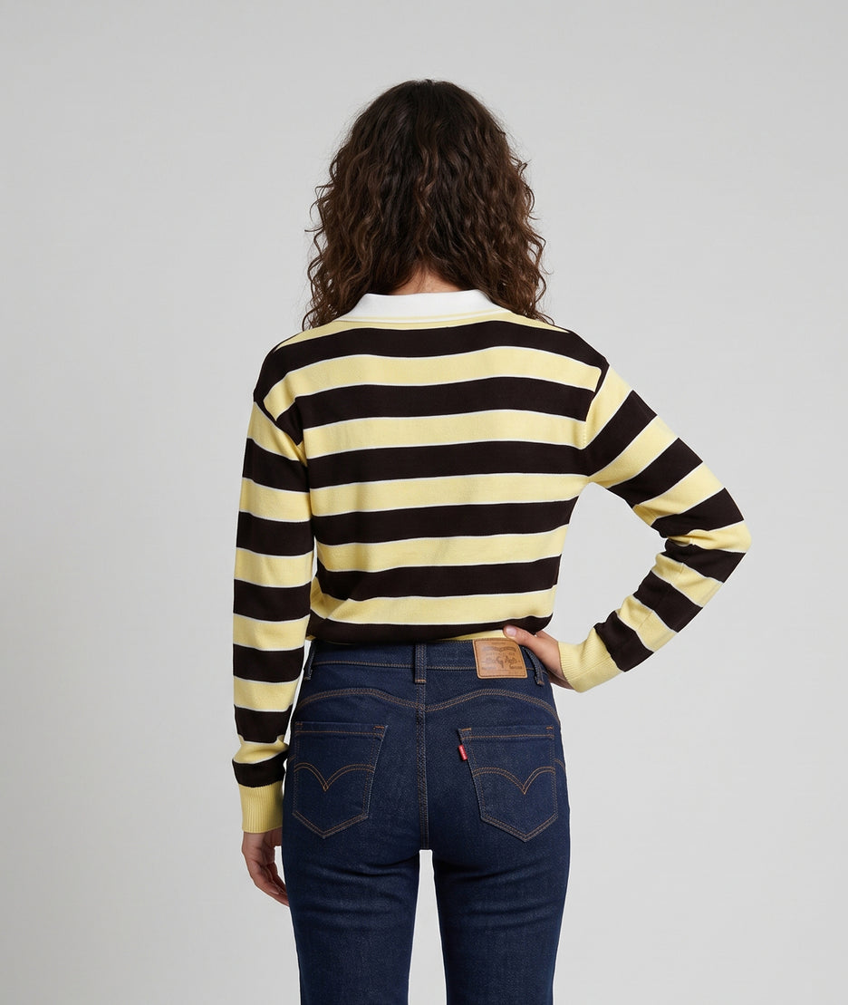 Pull Polo jaune à rayures — marque Carnaby