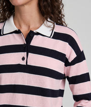 Pull Polo rose à rayures — marque Carnaby