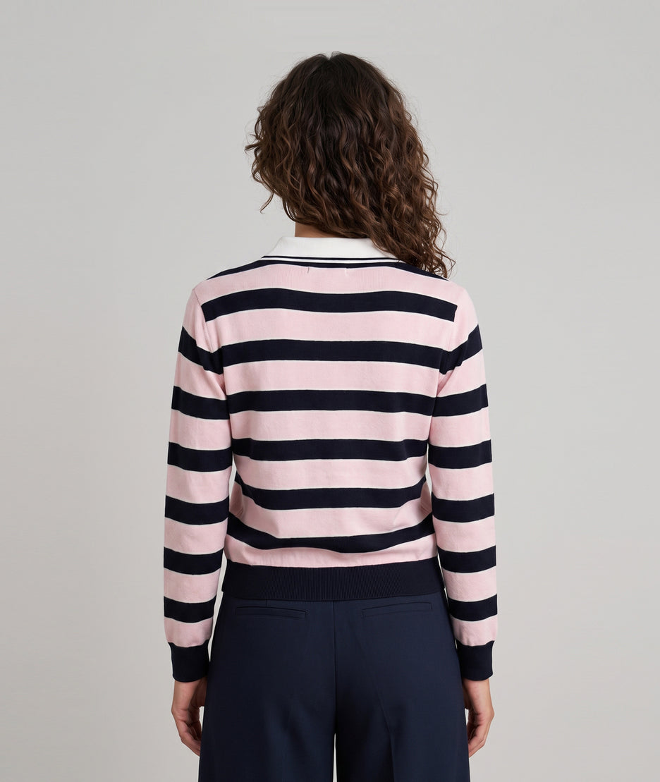 Pull Polo rose à rayures — marque Carnaby