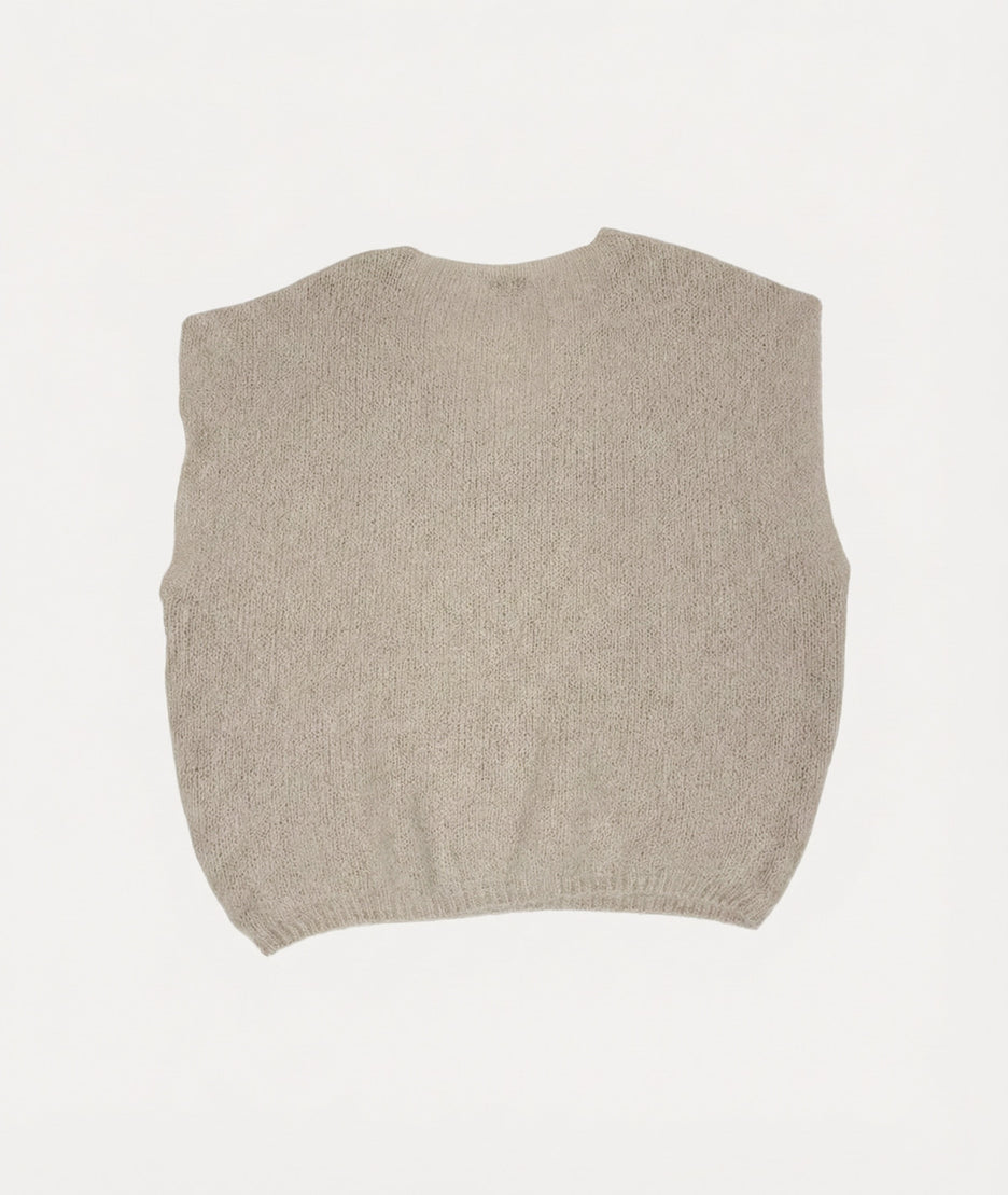 Pull sans manches Sama beige face arrière