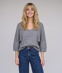 Pull Vicky en maille duveteuse - choco