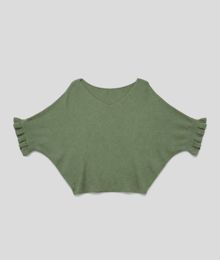 Pull Violyvi manches à volants - kaki