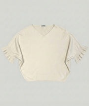 Pull manches à volants Violyvi ecru face avant