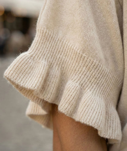 Pull manches à volants Violyvi ecru détail