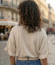 Pull manches à volants Violyvi ecru face arrière