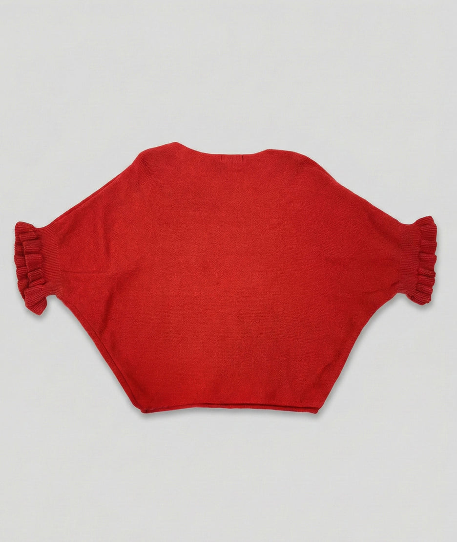Pull manches à volants Violyvi rouge face arrière