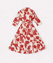 Robe Annaelle chemise longue à motif - rouge