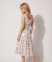 Robe Armande midi blanc rouge motif fleuri dos — marque Carnaby