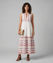 Robe longue Brodalle ecru face