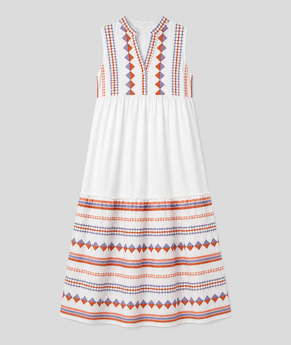 Robe longue Brodalle ecru face