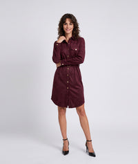 Robe courte effet daim Burgundy avec ceinture - bordeau
