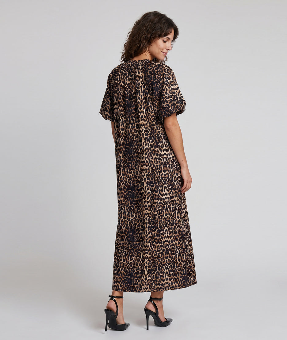 Robe longue Chris motif léopard - noir