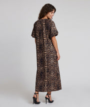 Robe longue Chris motif léopard - noir