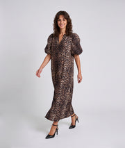 Robe longue Chris motif léopard - noir