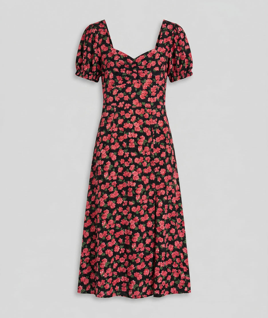 Robe Courtney avant noir fond uni look été romantique Carnaby