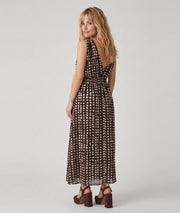 Robe longue Daino choco plissée à motif — marque Carnaby