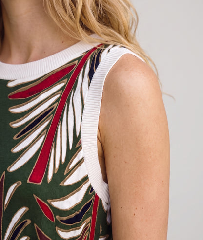 Robe longue Dorie vert à motifs avec ceinture — marque Carnaby
