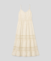 Robe longue Ella avec broderies ajourées ecru face