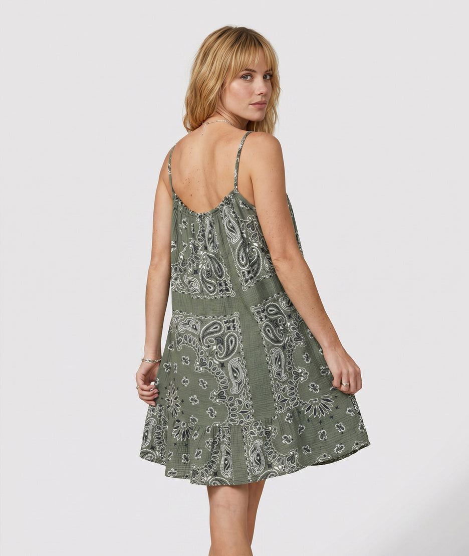 Robe courte Estelle gaz de coton face arrière