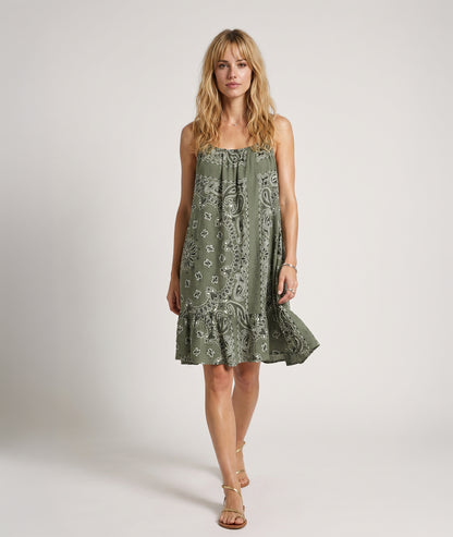 Robe courte Estelle gaz de coton face avant