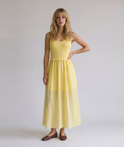 Robe longue Fina jaune face - Carnaby