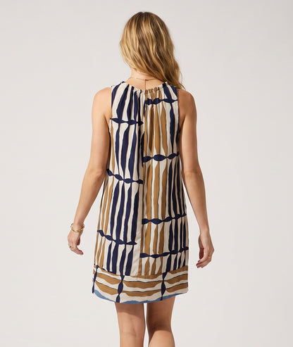 Robe Gloria à imprimé géométrique bleu face arrière - Carnaby