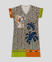 Robe longue Ibiza pailletée multi face