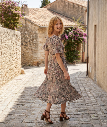 Robe longue Jess à motifs - beige
