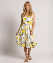 Robe Lemone midi blanche motif citrons face — marque Carnaby