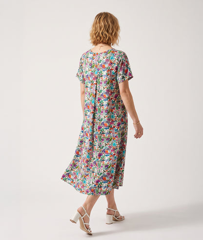 Robe Madrid imprimé floral vert face arrière Carnaby