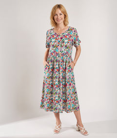 Robe Madrid imprimé floral vert face avant Carnaby