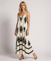 Robe longue Marla - blanc/noir face avant