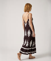 Robe longue Marla - choco/blanc face arrière