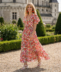 Robe Narnia longue fleuri - rouge