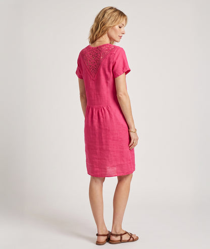 Robe Natalya fushia en lin dos — marque Carnaby
