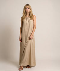 Robe maxi Roma col américain - beige