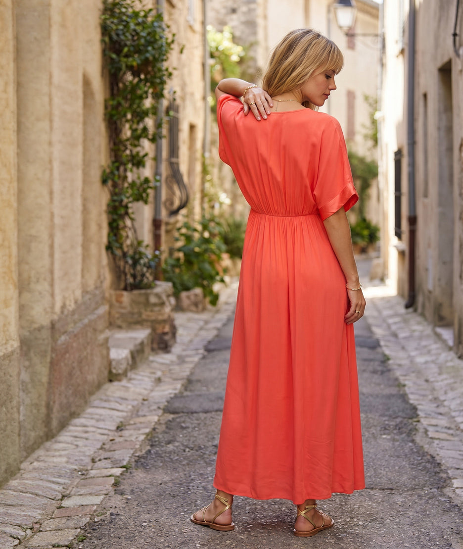 Robe Sianna maxi twist V plongeant face arrière