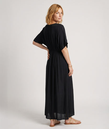 Robe Sianna maxi twist V plongeant face arrière noir