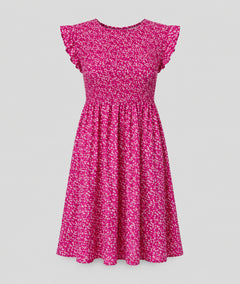 Robe Sinka fushiacourte smockée imprimé floral fond blanc - Carnaby
