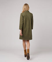 Robe courte femme Tallia kaki 100 % coton à manches longues et poches poitrine
