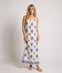 Robe Terry maxi - blanc/fuhsia