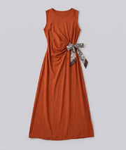 Robe longue habillée Tyna avec foulard - brique