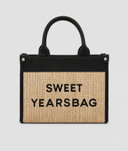 Sac Bella noir tressé avec inscription brodée