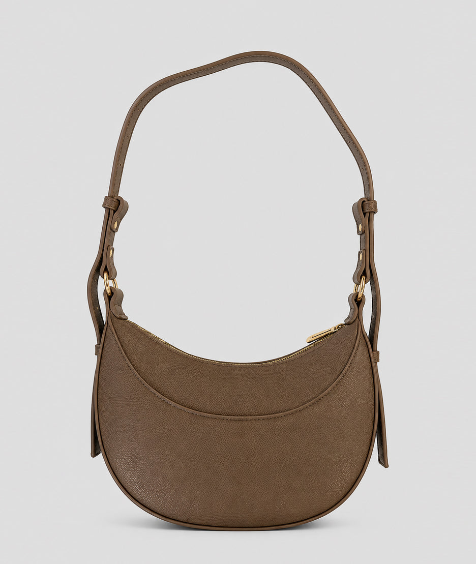 Sac demi-lune Britney taupe effet cuir face arrière - Carnaby