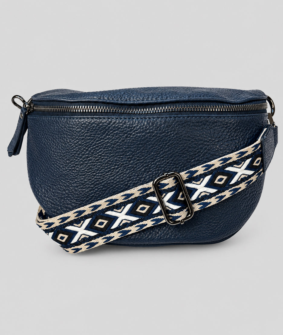 Sac banane Gallia marine avec bandoulière à motifs