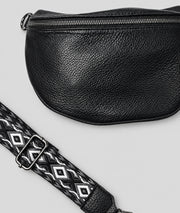 Sac banane Gallia noir avec bandoulière à motifs
