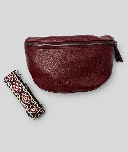 Sac banane Gallia rouge avec bandoulière à motifs