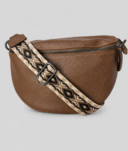 Sac banane Gallia taupe avec bandoulière à motifs