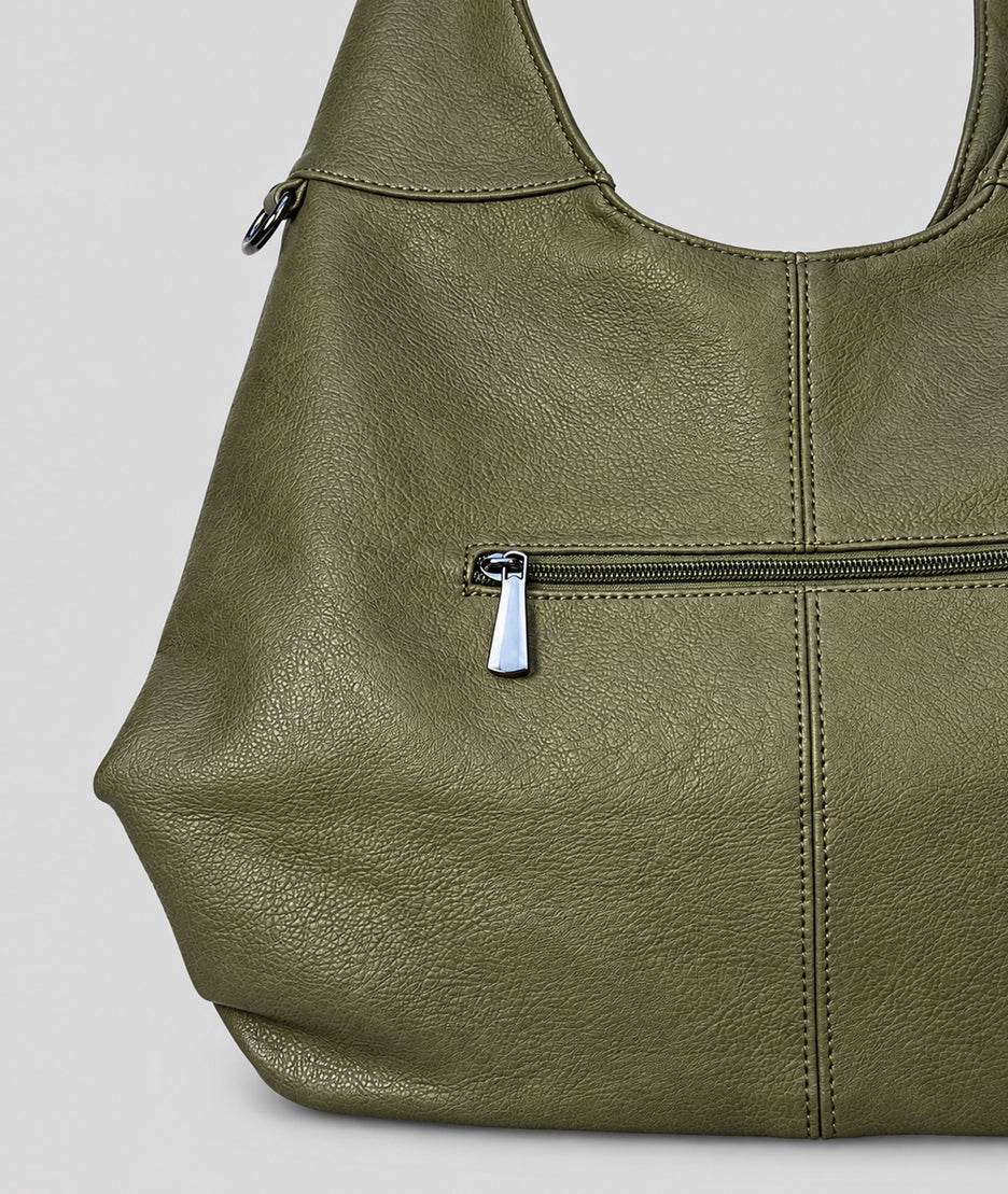 Sac hobo femme Gloria kaki en similicuir