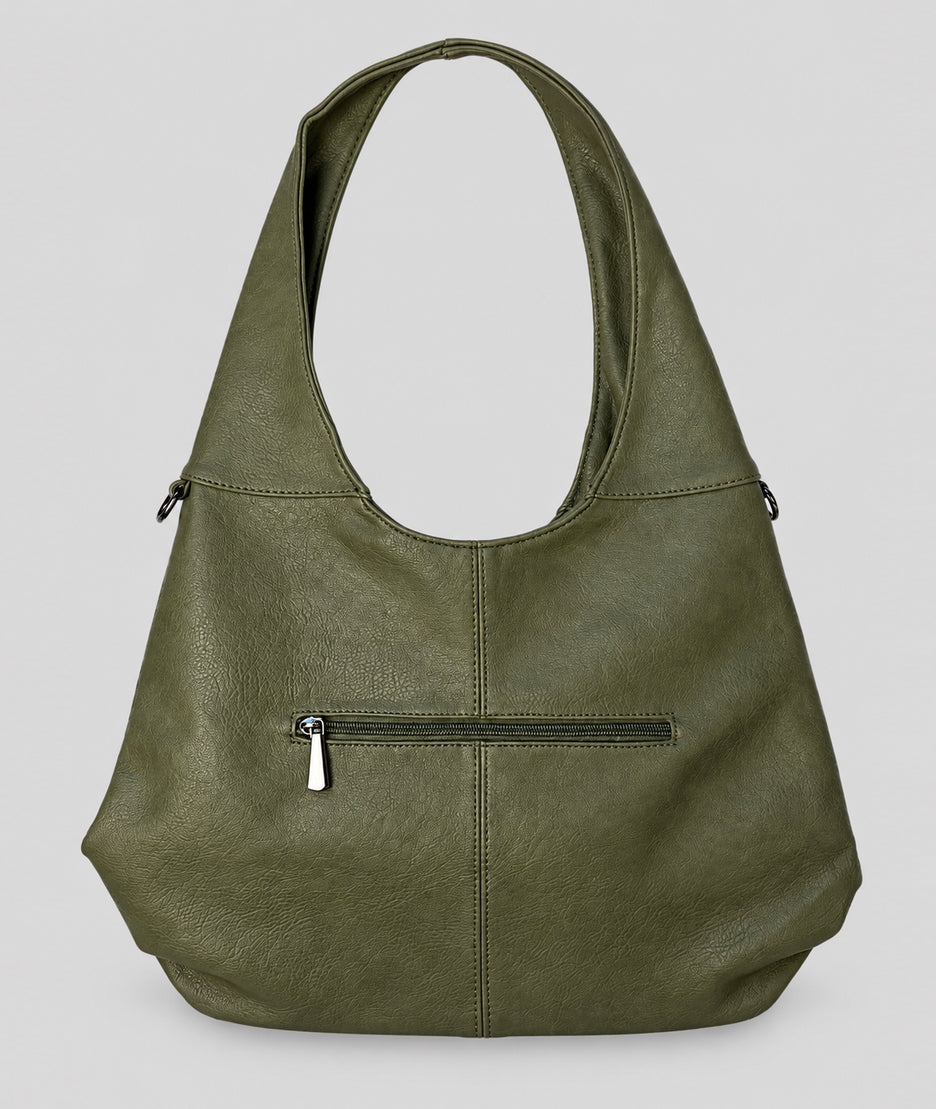 Sac hobo femme Gloria kaki en similicuir